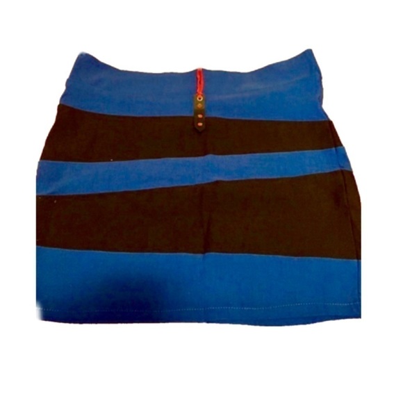 NWOT Poof Apparel Blue and Black Mini Skirt - Picture 2 of 2